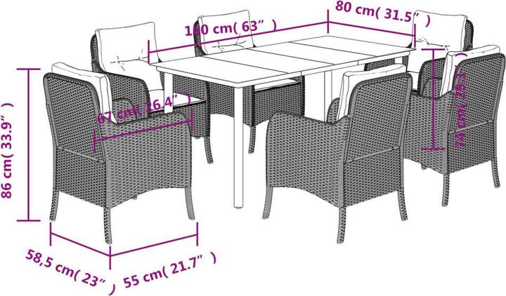 Produktbild vidaXL Garten Essgruppe (160 x 80 x 74 cm)