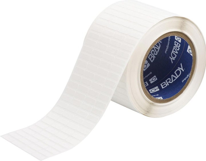 Actual product image Brady THT-1-7351-10, tamper evident vinyl, matt, white, 19.05 x 6.35 mm, permanent, 4 -lane (