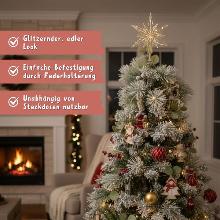 Image du produit Hermex Christbaumspitze LED-Stern Weihnachtsbaumschmuck Weihnachtsdeko (1-pièce)