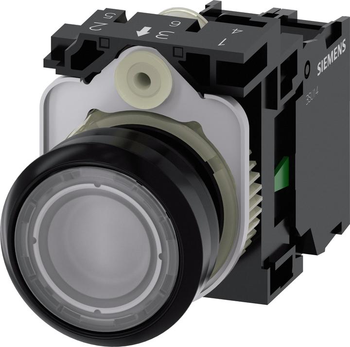 Actual product image Siemens Pushbutton Front ring plastic, actuator flat Clear SIRIUS ACT 3SU1102-0AB70-1BA0 1 pc.