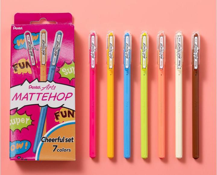 Produktbild Pentel Gelschreiber Mattehop Cheerful 1 mm, Mehrfarbig (Multicolor, 7x)