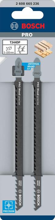 Image du produit Bosch Professional Zubehör Lame de scie sauteuse PRO Wood precise T344DP, 152 mm, 2 pcs.