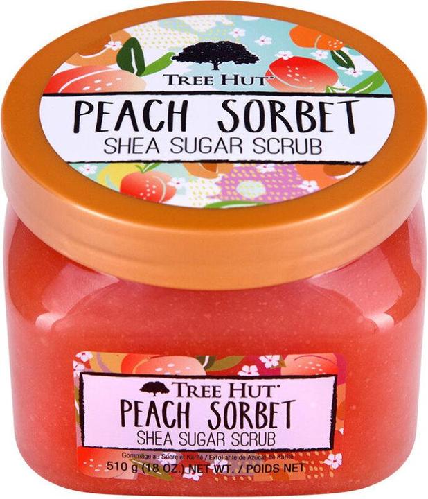 Actual product image Tree Hut Peach Sorbet Shea Sugar Scrub 18 oz Ultra Hydrating Exfoliating Nourishing Essential Body C (510 ml)