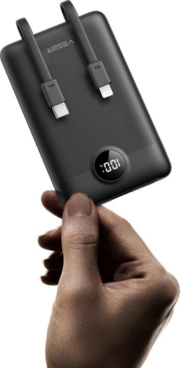 Actual product image Veger C11 VG-W1170 PowerBank 10000mAh smallest PD20W with cables bulit-in (10000 mAh, 22.50 W, 38.50 Wh)