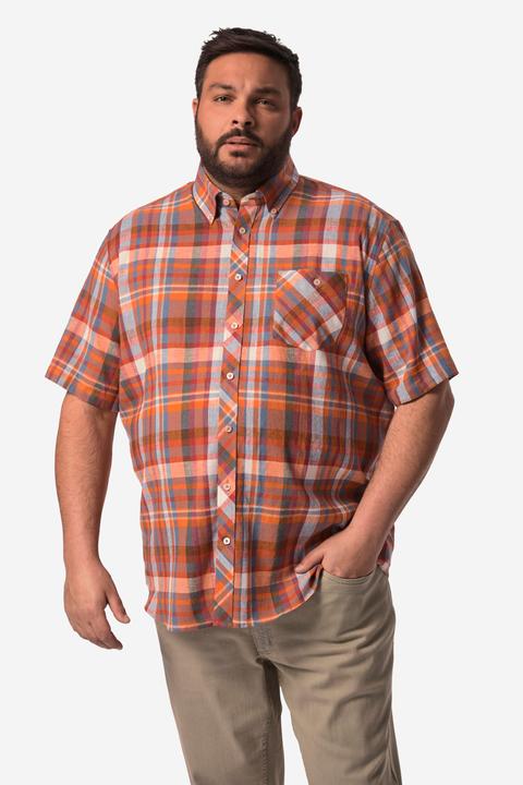Produktbild Boston Park Leinenmix-Karohemd, Halbarm, Streifen, Buttondown-Kragen, Comfort Fit (XL)