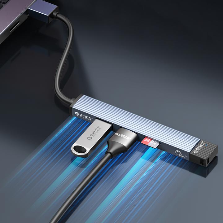 Produktbild Orico Converter AH-A13 USB-A Hub Docking Station 1x USB-A 3.0 + 3x USB-A 2.0 - Gray (USB-A, 4 Ports)