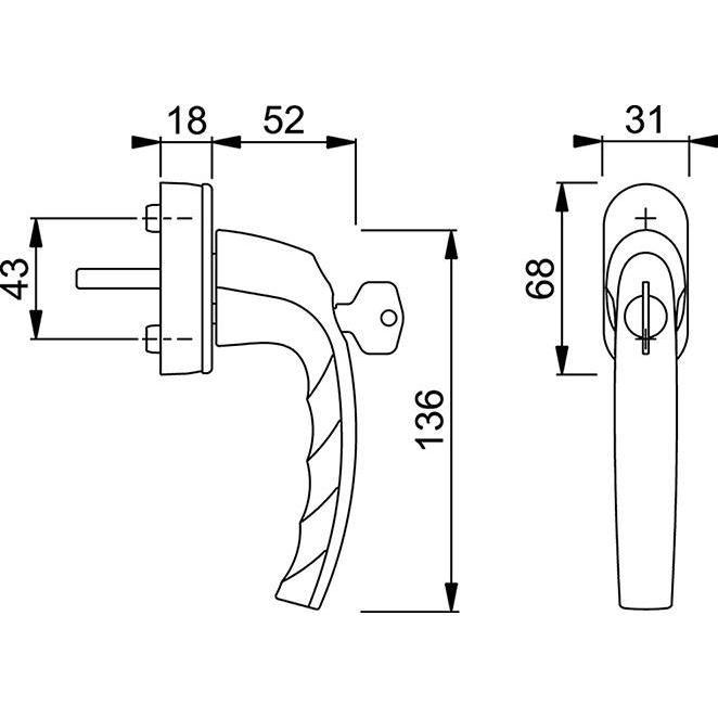 Thumbnail - Magni, Türgriff + Fenstergriff, Hoppe Atlanta Aluminium Fenstergriff abschließbar, F4 Bronze, Secu100 + Secustik 0530S/U...