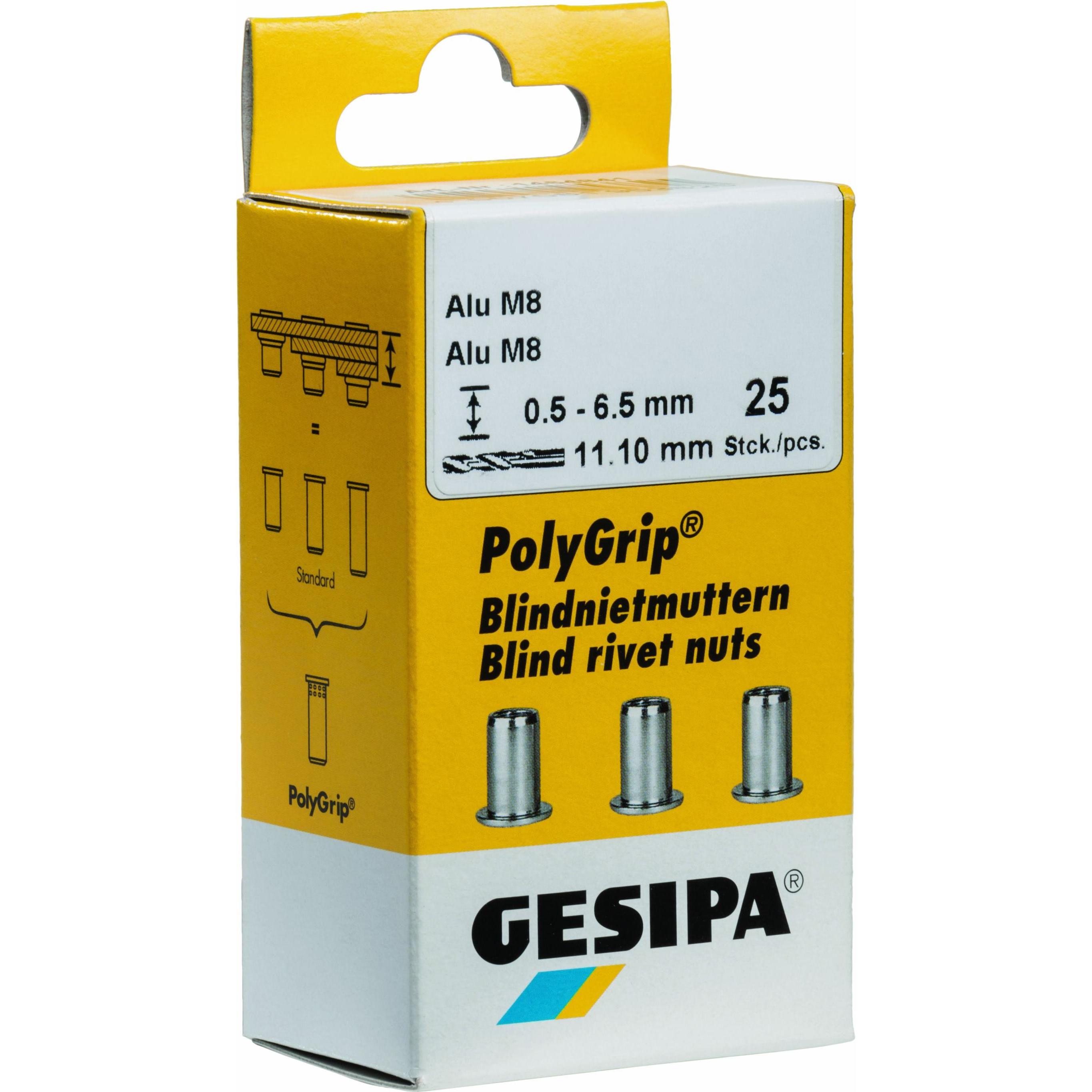 Gesipa, Nieten, Blindnietmutter PolyGrip Nietschaft dxl 7x13,5mm M5 Alu 50 St.