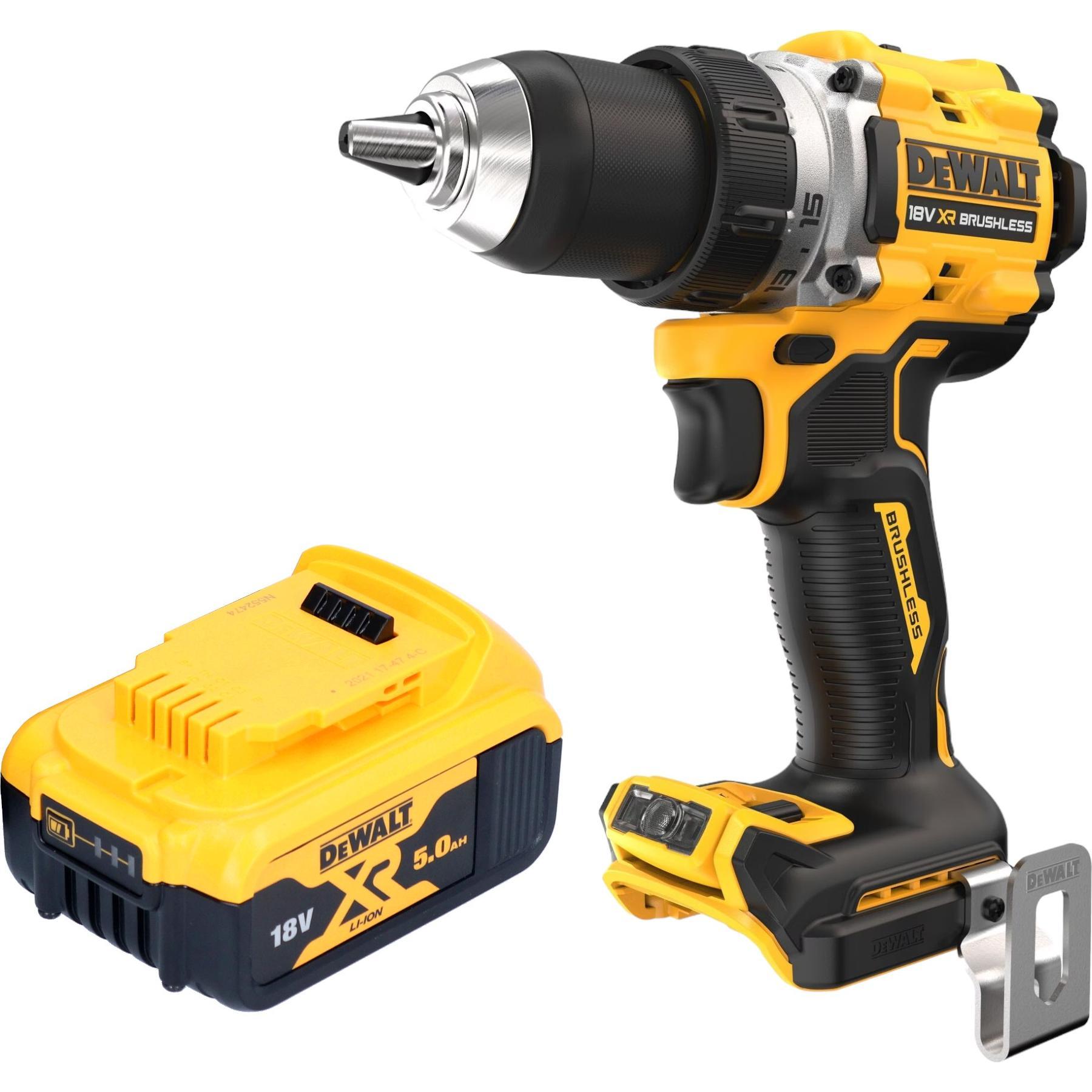 Thumbnail - DeWalt, Bohrmaschine + Akkuschrauber, DCD 800 N Akku Bohrschrauber 18 V 90 Nm Brushless + 1x Akku 5,0 Ah - ohne Ladegerä...