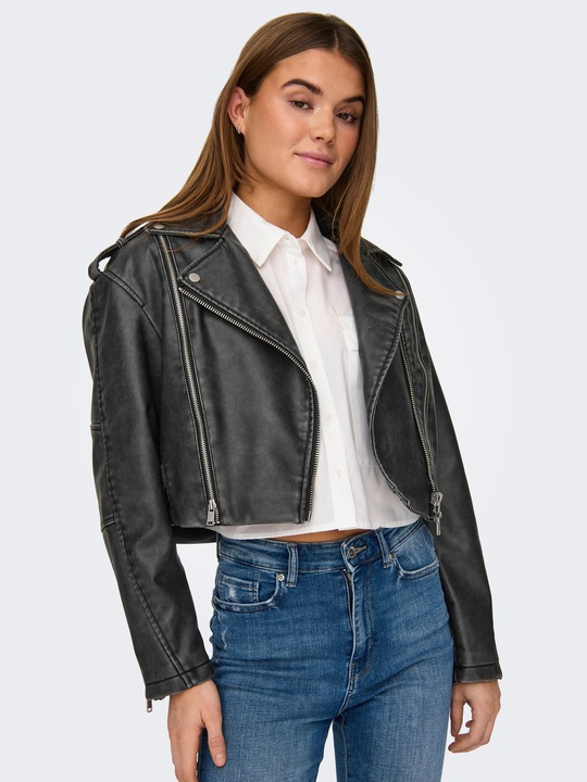 Produktbild Only Bandkragen Ärmelbündchen mit Reissverschluss Bikerjacke Bikerjacke (XL)