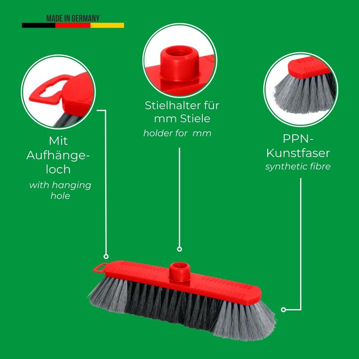 Produktbild Novaliv 2er Set Zimmerbesen 30 cm FEINE KUNSTBORSTEN Kehrbesen Rot Saalbesen - OHNE Stiel NUR Besenk (2 Stk.)