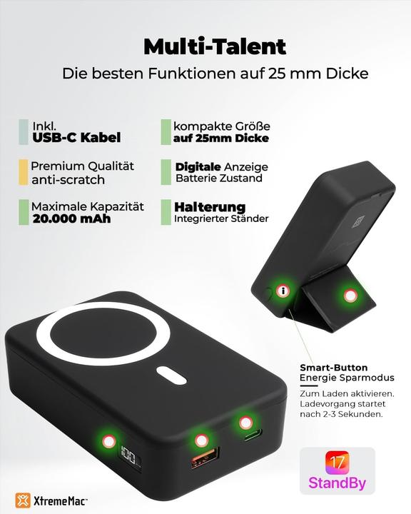 Immagine prodotto XtremeMac Power Bank (20000 mAh, 20 W, 74 Wh)