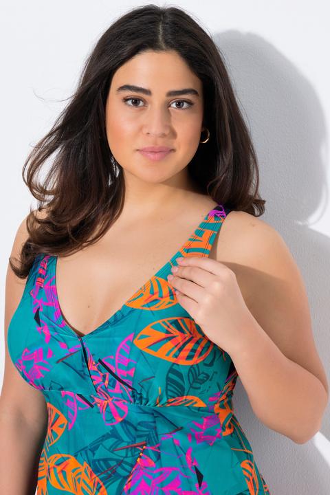 Image du produit Ulla Popken Robe de bain, motif feuilles, bonnets souples, doublure poitrine Powermesh (42, 44)