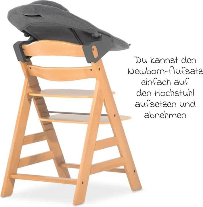 Actual product image Hauck Highchairs Alpha Plus Natural 4-piece Newborn Set - Highchair + 2in1 (Stair high chair)
