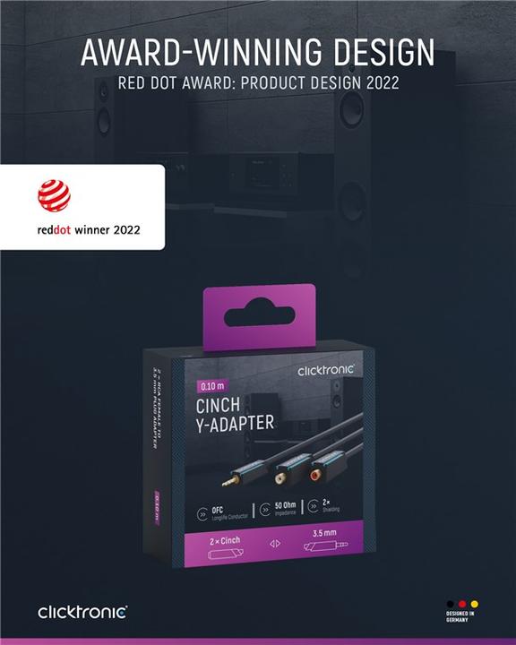 Actual product image Goobay MP3 Y-Adapter (0.10 m, Cinch, 3.5mm jack (AUX))