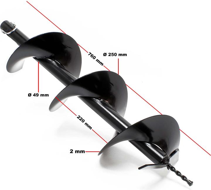 Actual product image Wiltec Ground Drill for 2 People with 63.3 cc 3HP 2.2 kW and Ø250 mm Auger