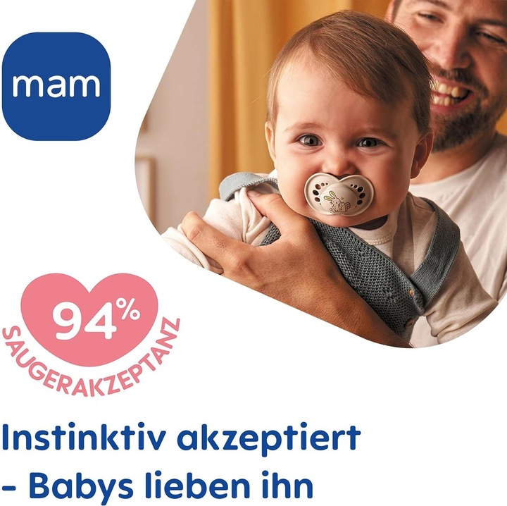 Produktbild MAM Original Silikon Schnuller, 2 Stück, 6-16 Monate (2 x, 6 - 16 Monate)