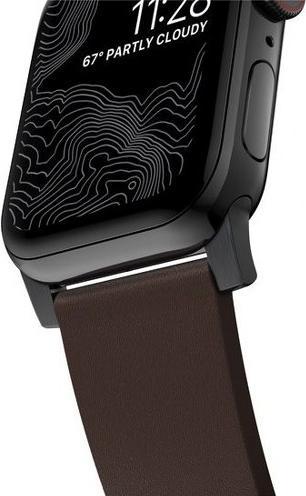 Actual product image Nomad Active Band Pro -nahkaranneke, Apple Watch 49 / 45 / 44 /, musta/ruskea (Heinen leather and FKM fluoroelastomer rubber)