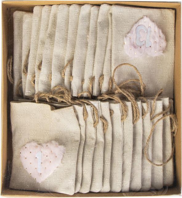 Produktbild MICA Living Adventskalender - Jutesäckchen mit Herzen - ca. 10 x 13 x 240 cm