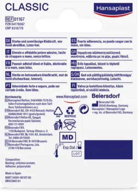 Actual product image Hansaplast Fixierpflaster Classic 5m x 1,25cm (1x)