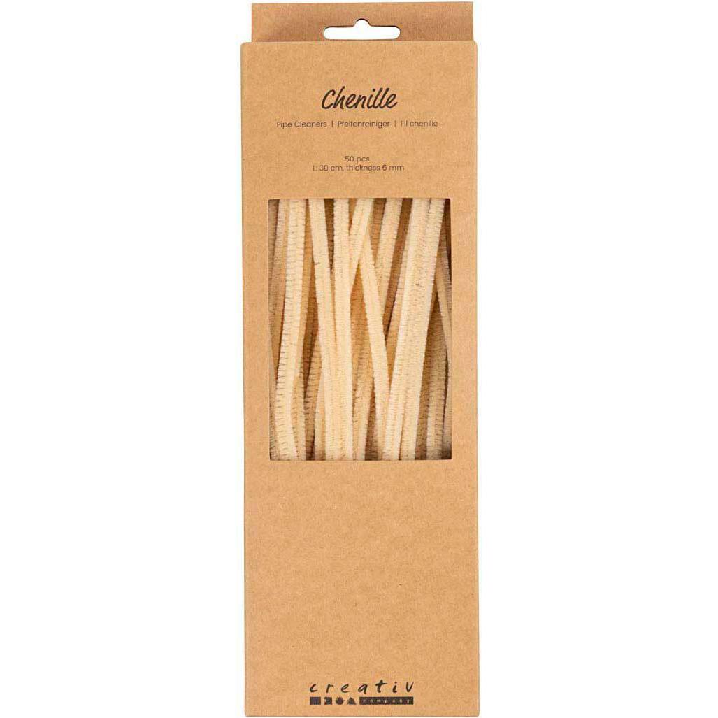 Creativ Company, Filo, Chenilledraht 50 Stück, Beige, Länge: 30 cm, Durchmesser (0.30 m)