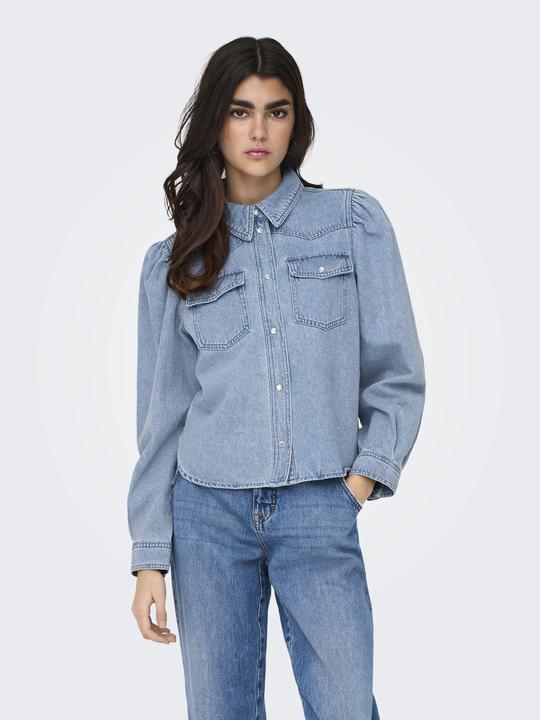 Produktbild Only Locker geschnitten Hemdkragen Puffärmel Hemd Jeanshemd (XS)