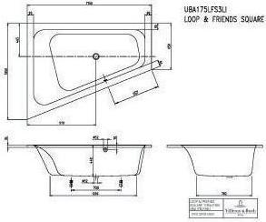 Productafbeelding Villeroy & Boch V&B LOOP & FRIENDS inbouw bad 1750x1350mm links uitvoering wit (215 l, 175 cm, 135 cm)
