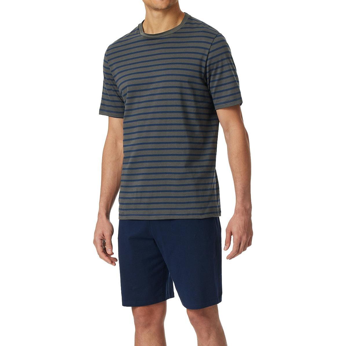 Schiesser, Herren, Pyjama, Schlafanzug kurz, Grau, (L)