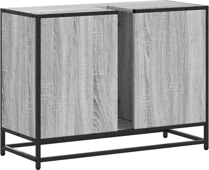 Produktbild vidaXL Waschbeckenunterschrank Grau Sonoma 80x33x60 cm Holzwerkstoff (80 x 33 x 60 cm)