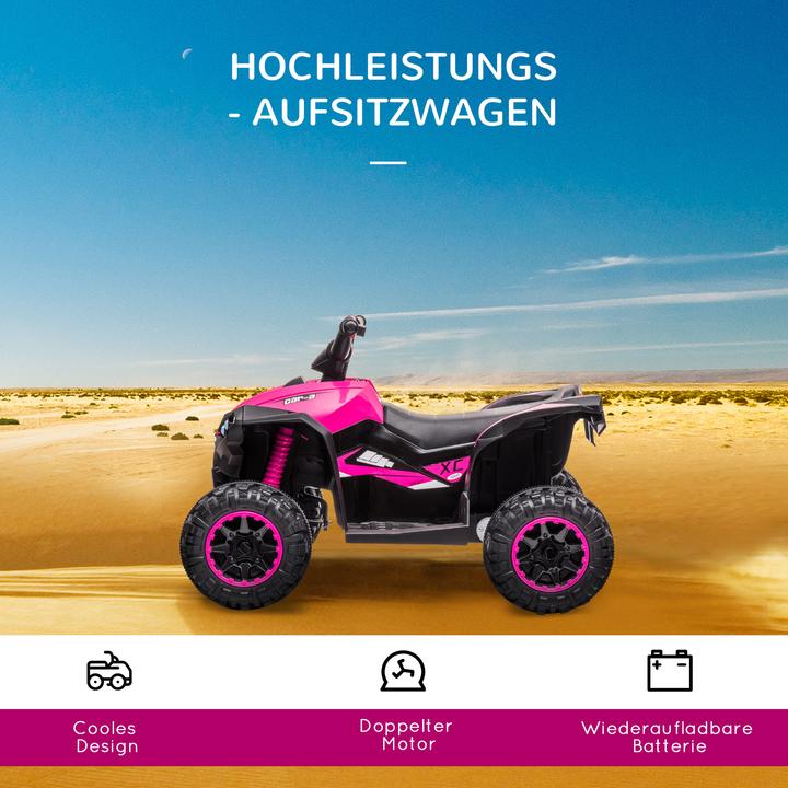 Image du produit Homcom Elektro-Quad Kunststoff, Metall Schwarz+Rosa (12 V)