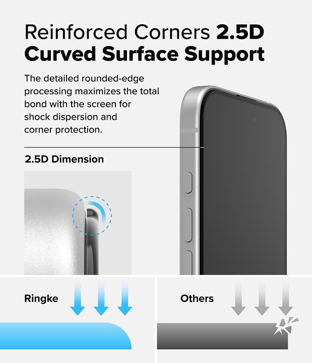 Productafbeelding Ringke Screen Protector for iPhone 16 Plus / 15 Plus EASY SLIDE TEMPERED GLASS 2 pack, w installation Jig (2 Stuk, Apple iPhone 16 Plus)