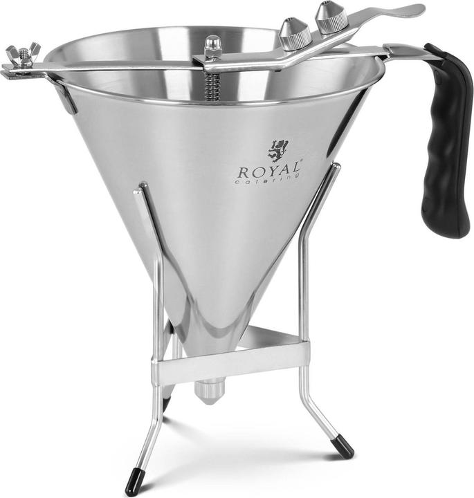 Produktbild Royal Catering Fülltrichter Likörtrichter Gebäckfüller 1.8 l Edelstahl 3 Dosierspitzen
