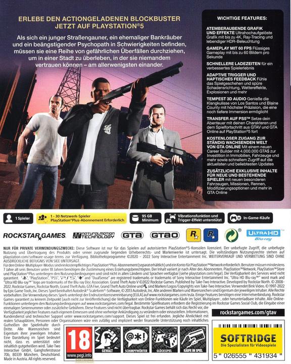 Image du produit Rockstar GTA 5 (PS5, DE)