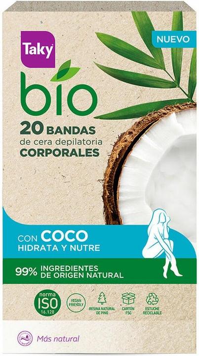 Actual product image Taky Bio Coco Depilatory Body Wax Strips - 20 Units (20x, 85 g)