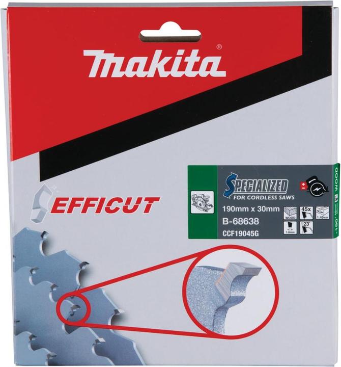 Productafbeelding Makita CCF19045G SPECIALIZED EFFICUT zaagblad 190 x 30 x 1,0 mm ( B-68638 ) 45 tanden voor hout
