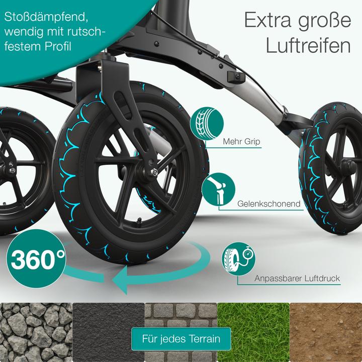 Actual product image Aktivshop Outdoor Rollator mit Luftbereifung, Silber