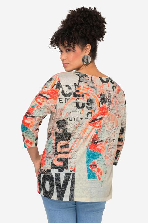 Image du produit Miamoda T-shirt à imprimé all-over, avec col rond et manches 3/4 (42)