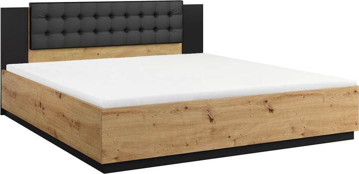 Petits-Meubles Lit coffre 180x200 sommier inclus Alec Bois et Noir (180 x 200 cm)