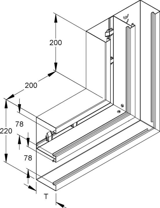 Produktbild Niedax NIE DKV 220-78T80 R GK-Vertikaleck 90Â°, doppelzÃ¼gig sym 220x80mm reinweiÃ (20 cm)