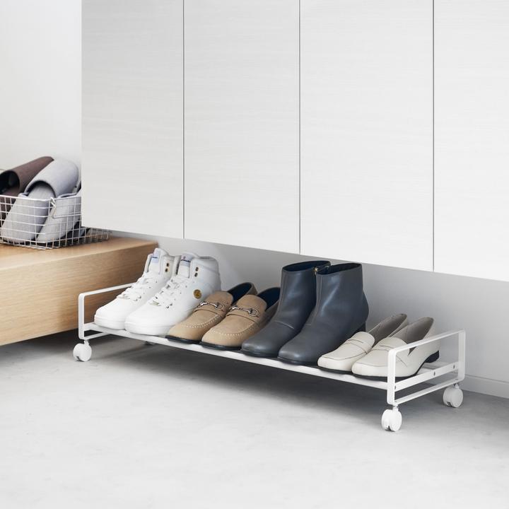 Actual product image Yamazaki Shoe rack with castors TOWER