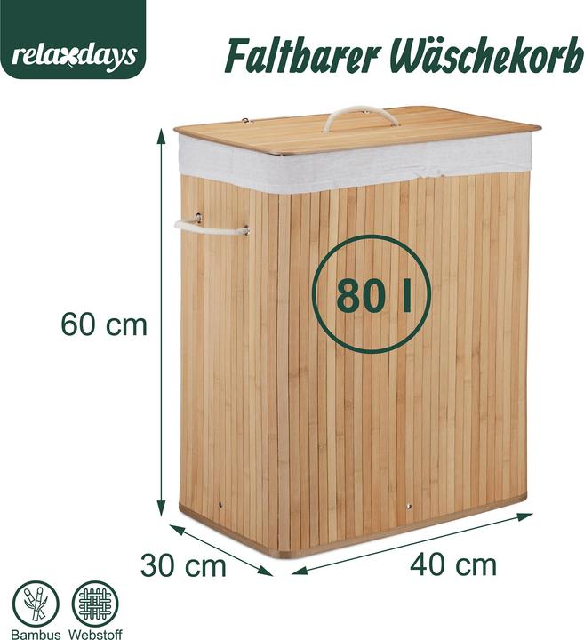 Actual product image Relaxdays laundry bin (80 l)