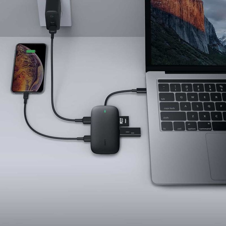 Produktbild Aukey I/O-HUB USB3 3PORT CB-C71/LLTSN1001018 (USB-C, 8 Ports)
