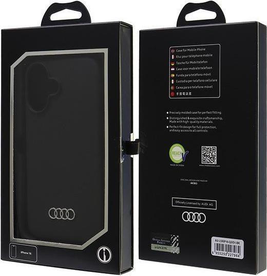 Actual product image Audi Silicone Case iPhone 16 6.1" czarny/black hardcase AU-LSRIP16-Q3/D1-BK (Apple iPhone 16)