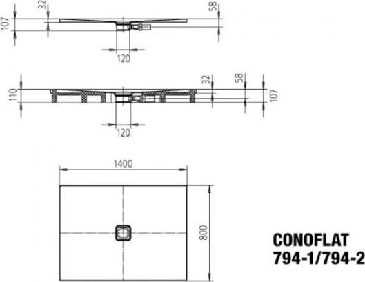 Image du produit Kaldewei Conoflat 794-2 80x140cm avec support polystyrène