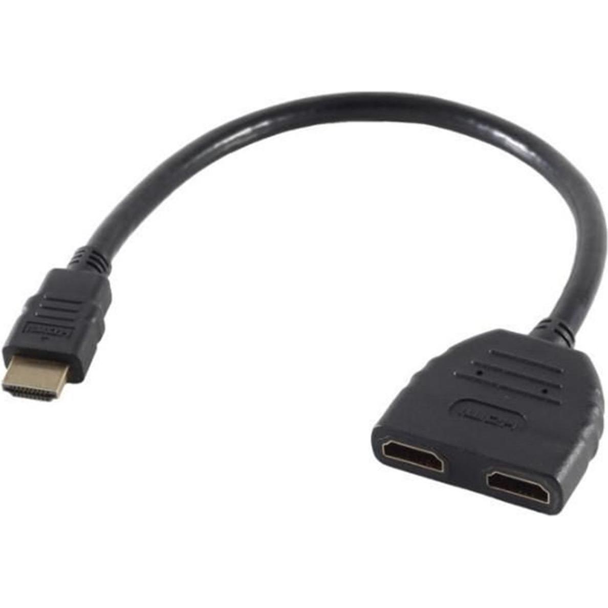 Thumbnail - MicroConnect HDMI 19M - 2X HDMI 19F Male to 2X Female. 0,20meter cable (0.20 m, HDMI), Video Kabel