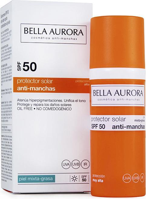 Actual product image Bella Aurora SOLAR gel anti-manchas mixta/grasa SPF50 50 ml (Sun cream face, SPF 50, 50 ml)