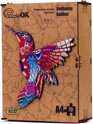 PuzzleOk Wooden Puzzle EKO 70 Delicate Hummingbird A4 PuzA4-00703 (70 pieces)