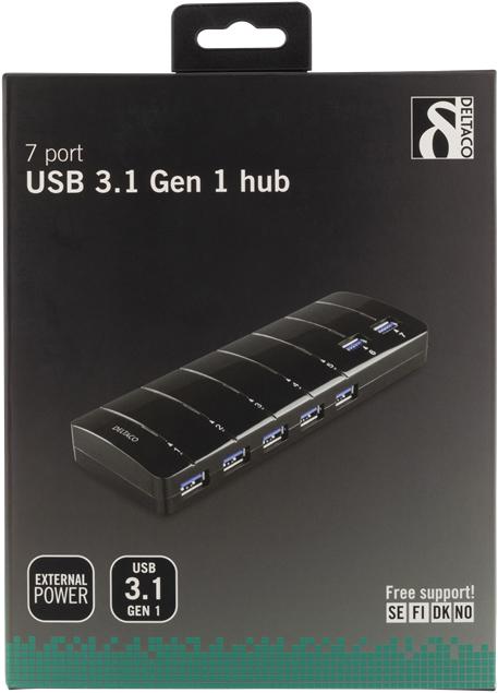 Image du produit Deltaco UH-723 (USB-C, 7 Ports)