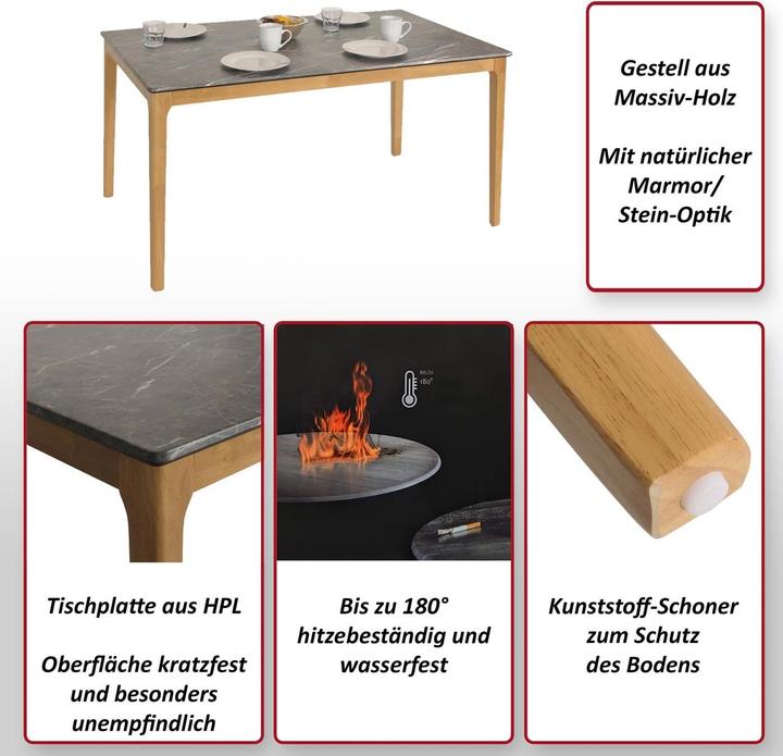 Image du produit JOHN316 Esszimmertisch (80 x 135 x 76 cm)