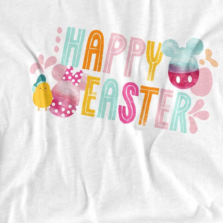 Actual product image Mickey Mouse Unisex Adult Happy Minnie Mouse Watercolour Eggs Easter T-Shirt (XL)